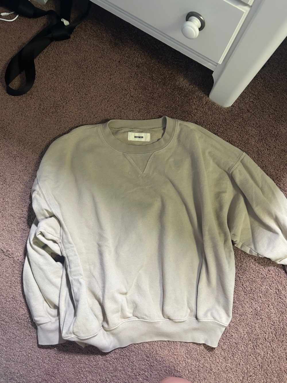 Buck Mason Oversized Crewneck Sweatshirt in Light Beige